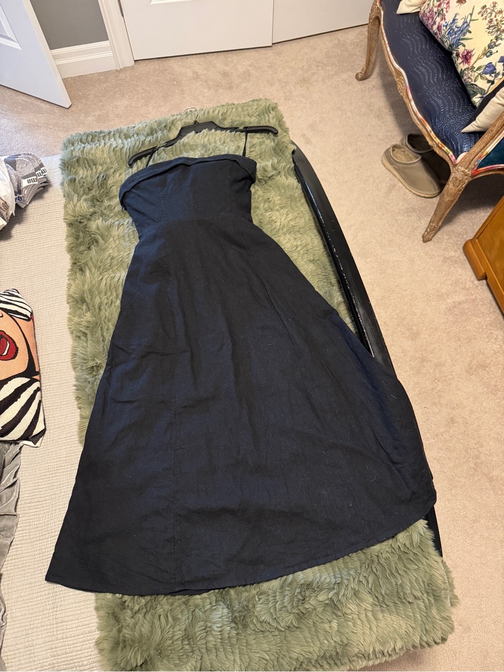 Abercrombie & Fitch Strapless Black A-Line Midi Dress